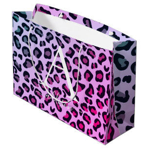 Colourful Cheetah Print Monogram Large Gift Bag