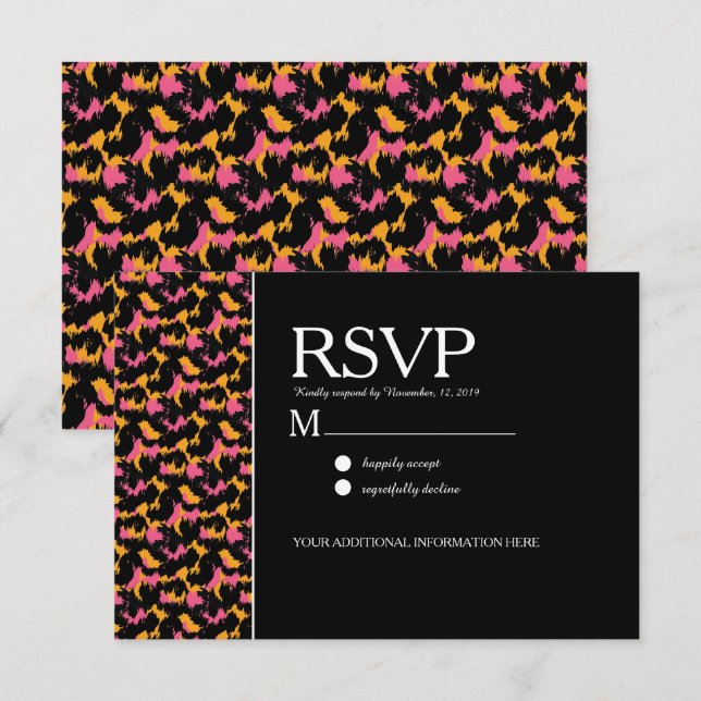 Colourful Cheetah Print Pattern Modern Wedding Invitation (Front/Back)