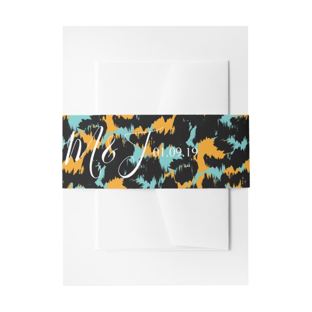 Colourful Cheetah Print Pattern Modern Wedding Invitation Belly Band (Front Example)