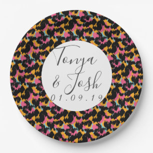 Colourful Cheetah Print Pattern Modern Wedding Paper Plate