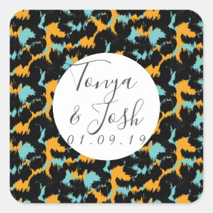 Colourful Cheetah Print Pattern Modern Wedding Square Sticker