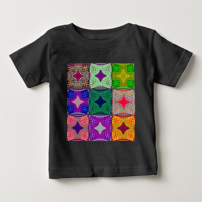 Colourful Chequerboard: A Starry Design Baby T-Shirt (Front)
