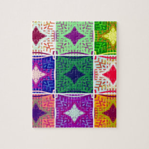 Colourful Chequerboard: A Starry Design Jigsaw Puzzle