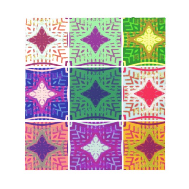 Colourful Chequerboard: A Starry Design Notepad (Front)