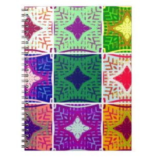 Colourful Chequerboard: A Starry Design Spiral Notebook