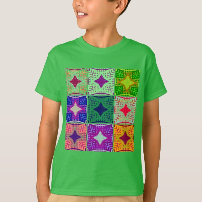 Colourful Chequerboard: A Starry Design T-Shirt (Front)