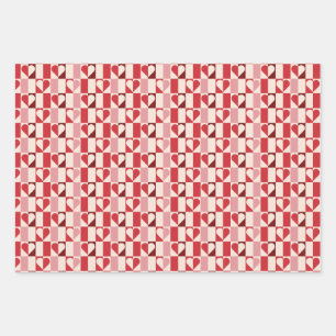 Colourful Chequerboard Heart Wrapping Paper