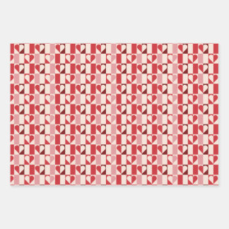 Colourful Chequerboard Heart Wrapping Paper