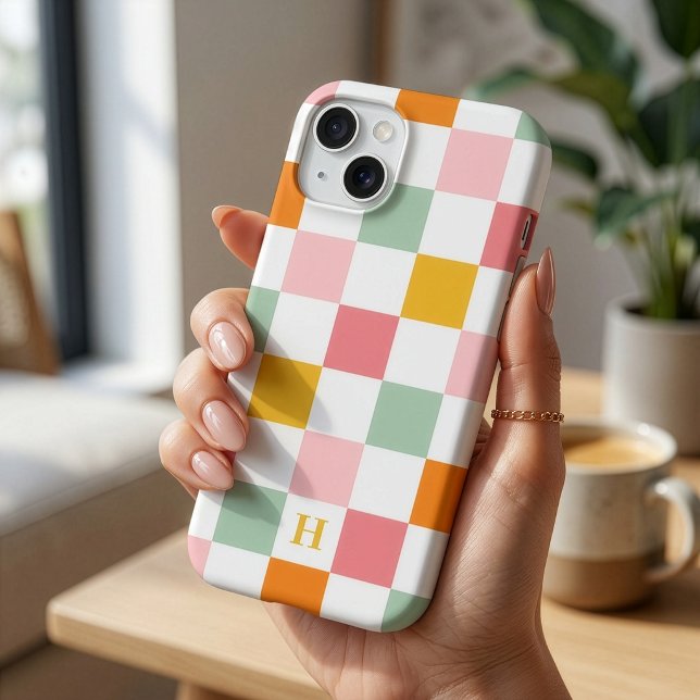 Colourful Chequerboard Monogram Case-Mate iPhone Case (Creator Uploaded)