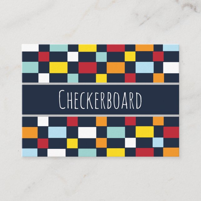 Colourful Chequerboard Pattern Business Card (Front)