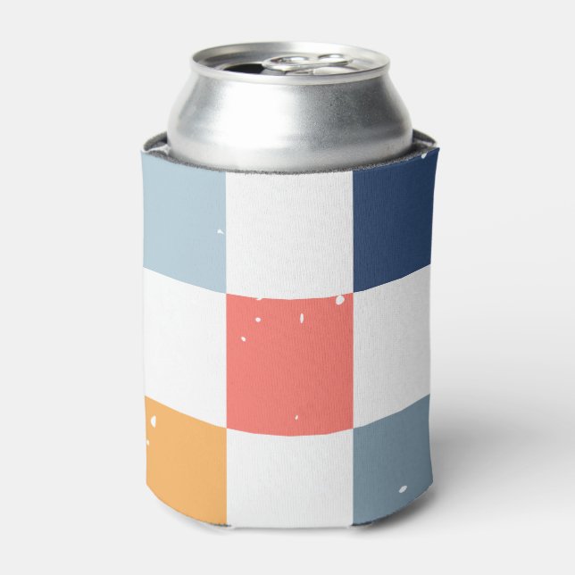 colourful Chequerboard Pattern Can Cooler (Can Front)