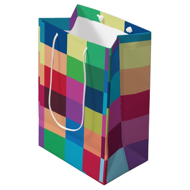 Colourful Chequerboard Pattern Medium Gift Bag (Front Angled)