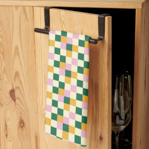 Colourful Chequerboard Pattern Tea Towel
