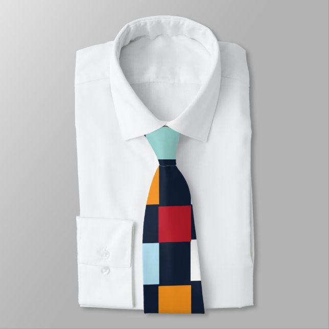 Colourful Chequerboard Pattern Tie (Tied)