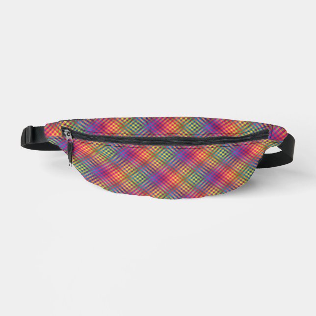 Colourful Chequered Abstract Pattern Bum Bags (Front)