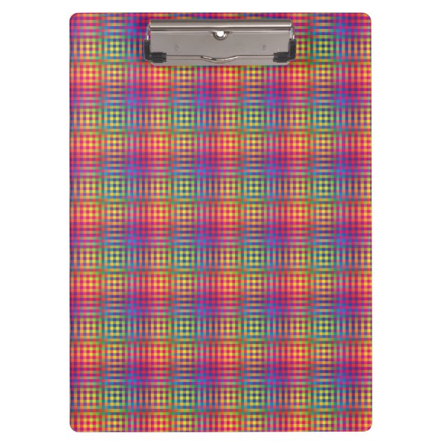 Colourful Chequered Abstract Pattern Clipboard (Front)