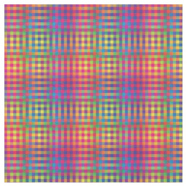 Colourful Chequered Abstract Pattern Fabric (Close Up)