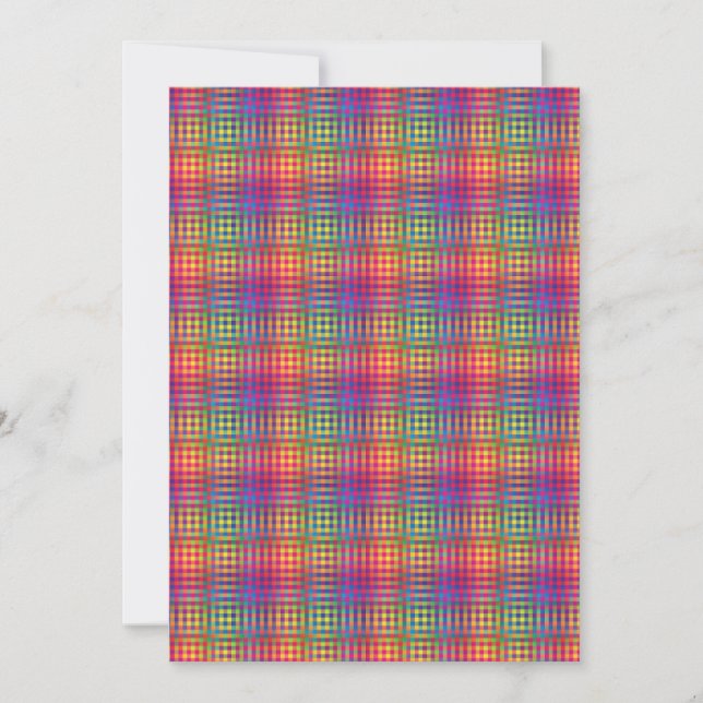 Colourful Chequered Abstract Pattern Invitation (Front)