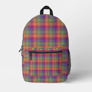 Colourful Chequered Abstract Pattern Printed Backpack