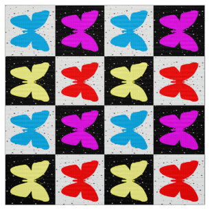 Colourful Chequered Butterfly Fabric