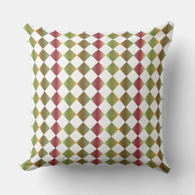 Colourful Chequered Diamond Pattern  Cushion (Front)