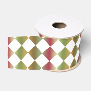 Colourful Chequered Diamond Pattern Grosgrain Ribbon