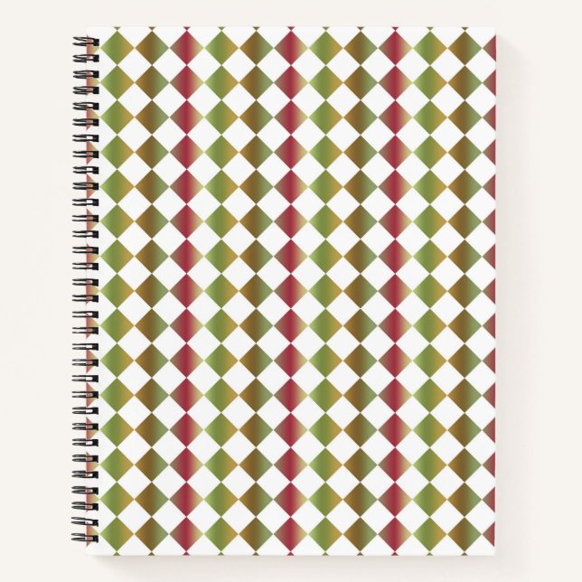 Colourful Chequered Diamond Pattern Notebook (Front)