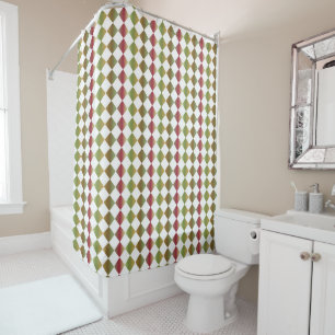 Colourful Chequered Diamond Pattern Shower Curtain