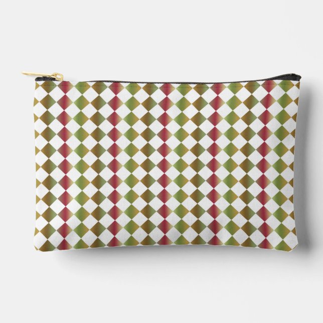 Colourful Chequered Diamond Pattern Small Accessory Pouch (Front)