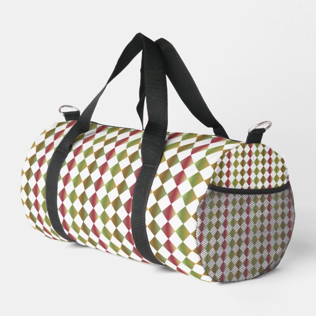 Colourful Chequered Diamond Pattern Small Duffle Bag (Right Corner)