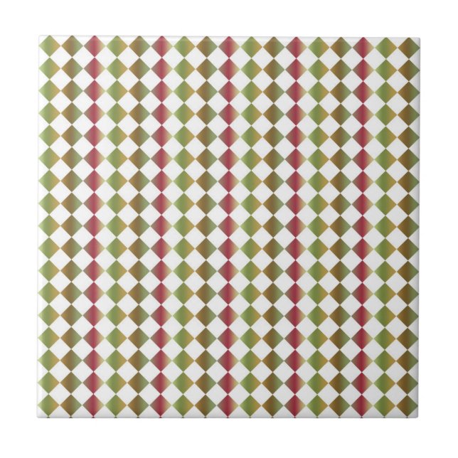 Colourful Chequered Diamond Pattern Tile (Front)
