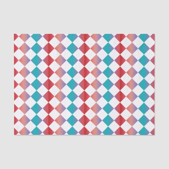 Colourful Chequered Diamond Pattern Tissue Paper (Front)
