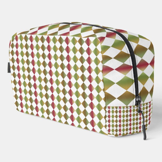 Colourful Chequered Diamond Pattern Toiletry Bag (Right Corner)