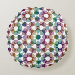 Colourful Chequered Diamond Plaid Pattern Round Cushion