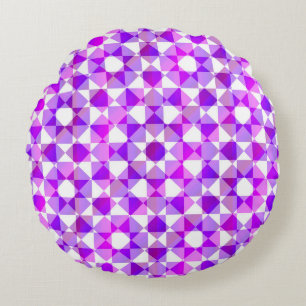 Colourful Chequered Diamond Plaid Pattern Round Cushion