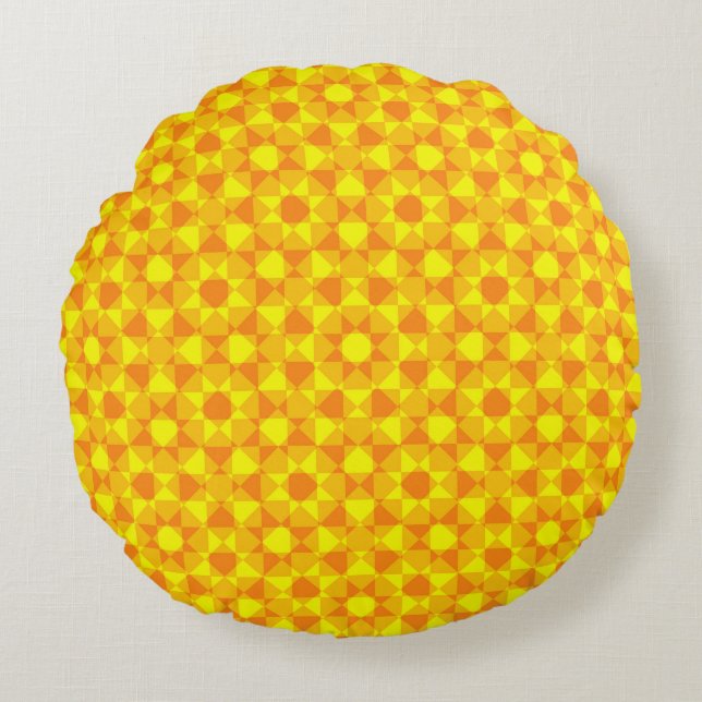 Colourful Chequered Diamond Plaid Pattern Round Cushion (Front)