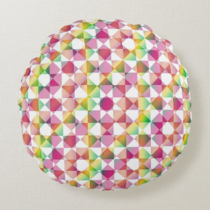 Colourful Chequered Diamond Plaid Pattern Round Cushion