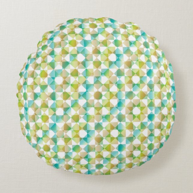 Colourful Chequered Diamond Plaid Pattern Round Cushion (Front)