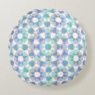Colourful Chequered Diamond Plaid Pattern Round Cushion