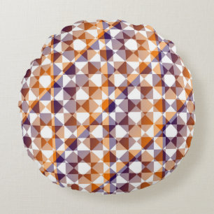Colourful Chequered Diamond Plaid Pattern Round Cushion