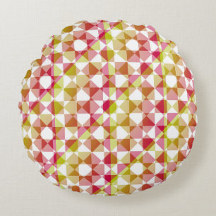 Colourful Chequered Diamond Plaid Pattern Round Cushion