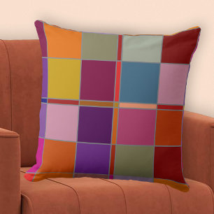 Colourful Chequered Geometric Fall Pattern Pillow