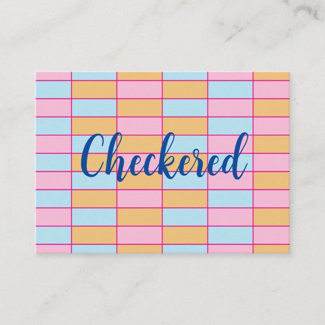 Colourful Chequered Pattern Business Card (Front)