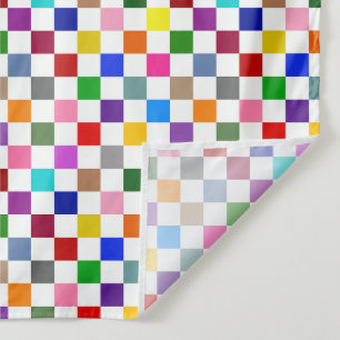 Colourful Chequered Pattern Design White Tapestry
