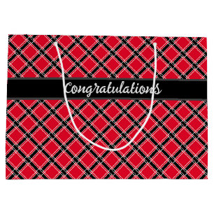 Colourful chequered pattern in an oblique cage large gift bag