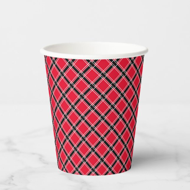 Colourful chequered pattern in an oblique cage paper cups (Front)
