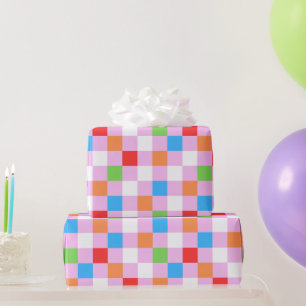 Colourful chequered pattern wrapping paper