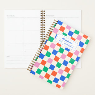 Colourful Chequered Personalised 2027 Monthly Scho Planner