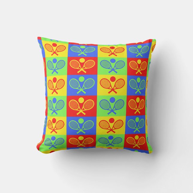 Colourful Chequered Tennis Seamless Pattern Cushion (Front)