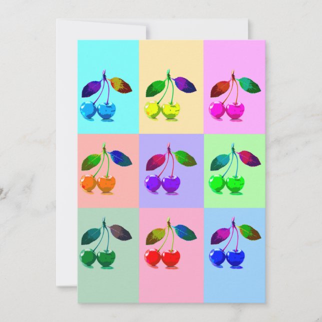 Colourful Cherries - Pop Art  Holiday Card (Front)
